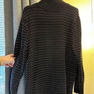 Karen Scott Black and Red Patterned Turtleneck Sweater XL